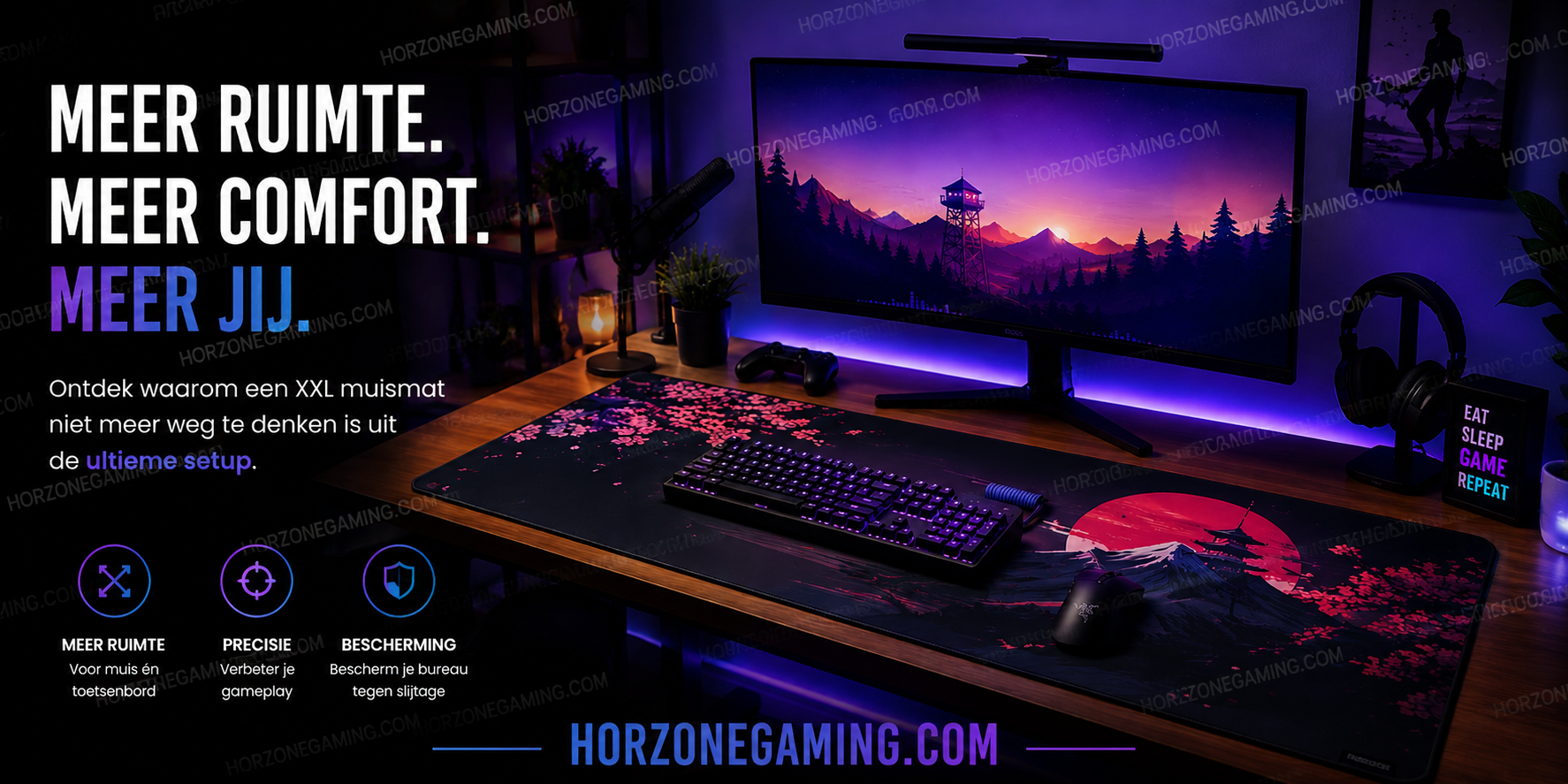 Horzone XXL gaming muismat: meer ruimte, meer comfort